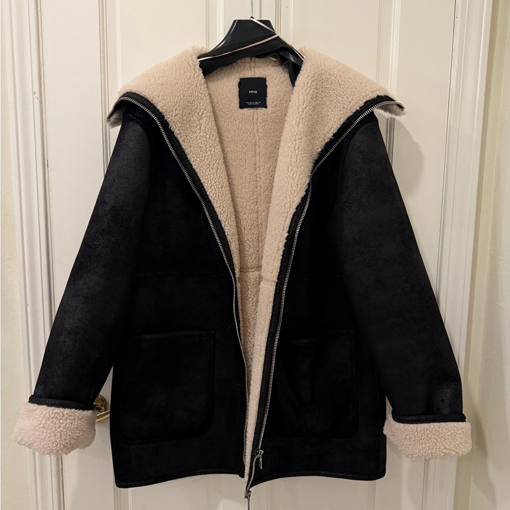MANGO Faux shearling lining coat